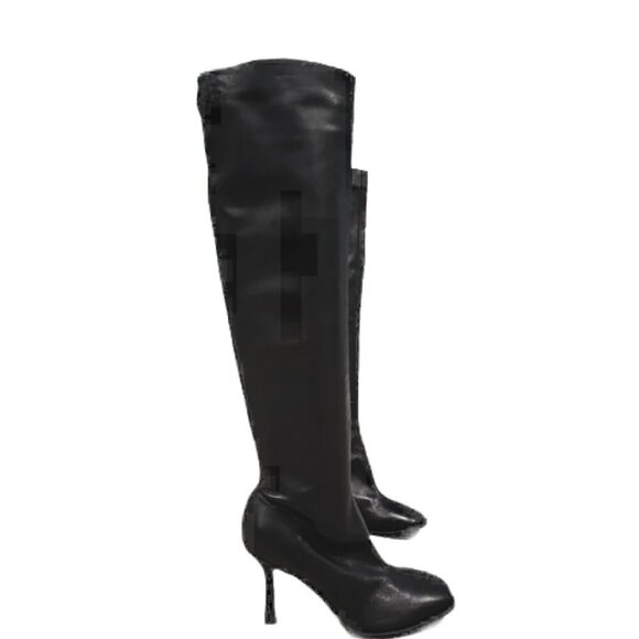 Jeffrey Campbell Black Knee High Leather Boots - Picture 2 of 12